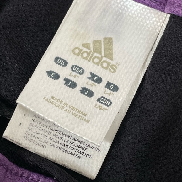 Y2K adidas track pull on elastic waistband shorts woman’s size L black purple - Picture 6 of 13
